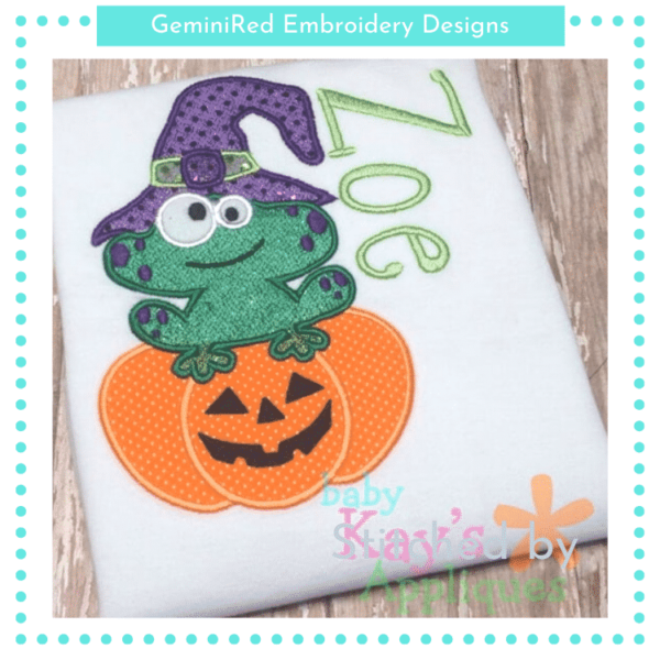 Silly Frog on a Pumpkin {Three Sizes}