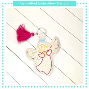 Simple Angel Key Fob 5 {Eyelet & Snap}