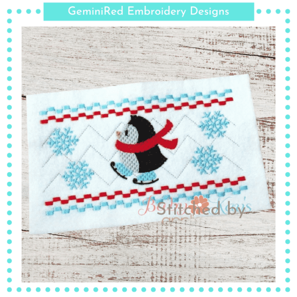 Skating Penguin Faux Smock {Three Sizes}