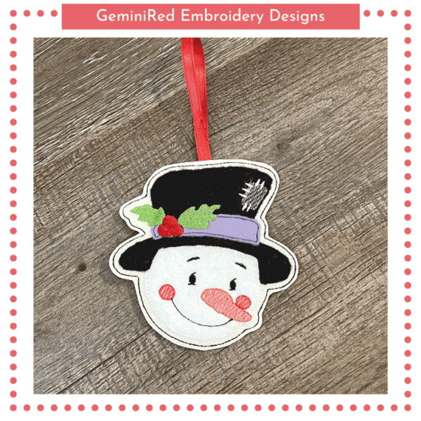 Snowman Face Appliqué Ornament {4x4}