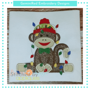 Sock Monkey Boy with Christmas Lights {Four Sizes}