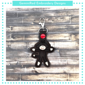 Sock Monkey Boy Key Fob {Eyelet & Snap}
