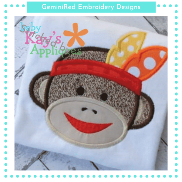 Sock Monkey Indian {Four Sizes}