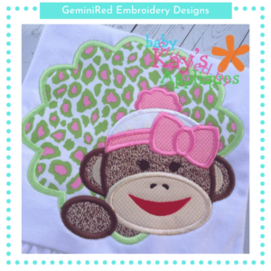 Sock Monkey Scallop Patch {Four Sizes}