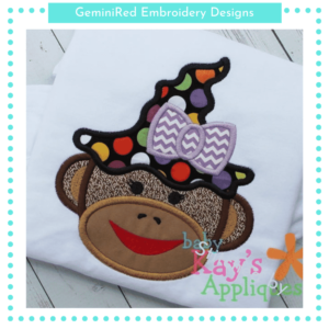 Sock Monkey Witch Girl {Four Sizes}