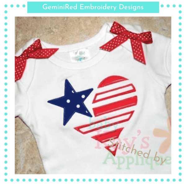 Star Heart Flag Appliqué {Three Sizes}