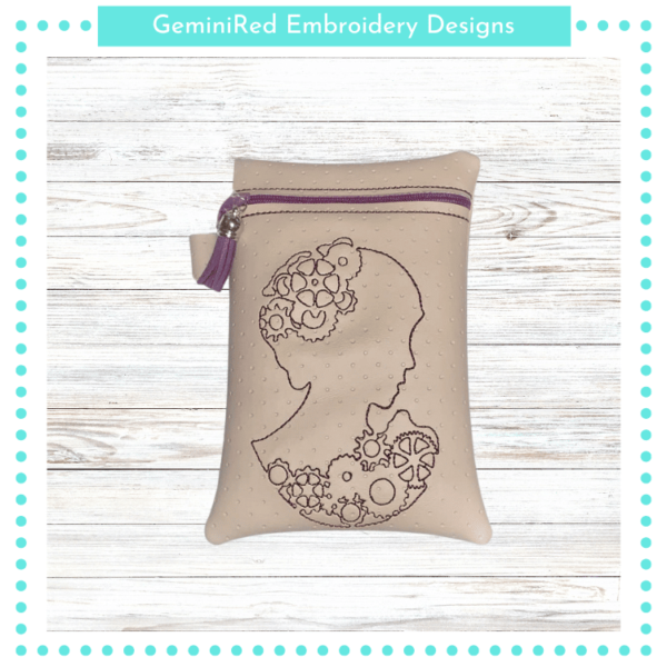Steampunk Woman Silhouette Zipper Bag {Three Sizes}