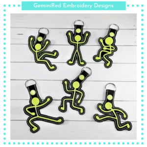 Stick Figure Parkour Moves Key Fob Set {Eyelet & Snap}