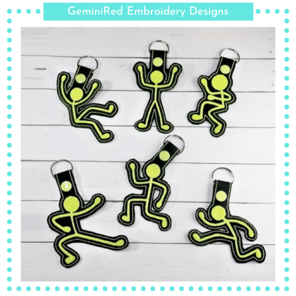 Stick Figure Parkour Moves Key Fob Set {Eyelet & Snap}