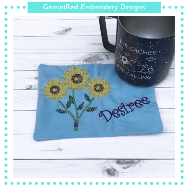 Sunflower Cross Stitch Mug Rug {5x7} - Image 2
