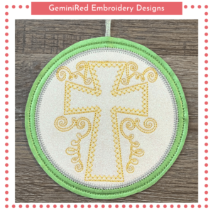 Swirly Cross Appliqué Ornament {5x5}
