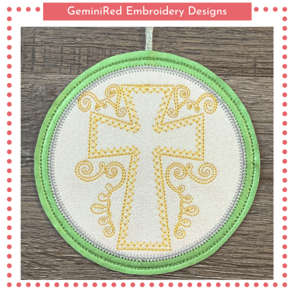 Swirly Cross Appliqué Ornament {5x5}