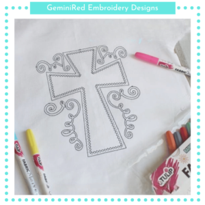 Swirly Cross Sketch {Four Sizes}