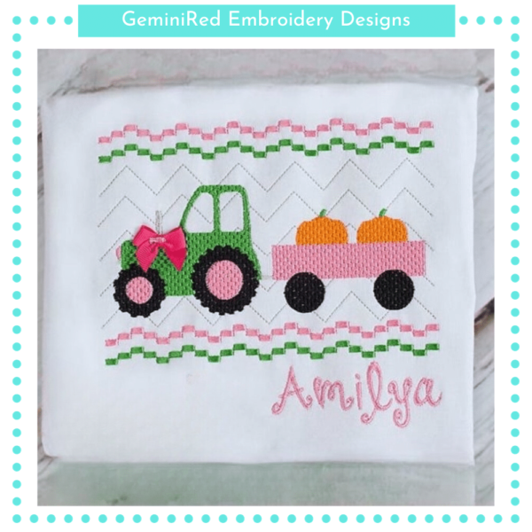 Tractor Pumpkins Faux Smock {Three Sizes} - Image 2