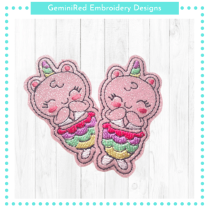 Unicorn Mermaid Kawaii Feltie {4x4}