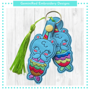 Unicorn Mermaid Kawaii Key Fob {Eyelet & Snap}