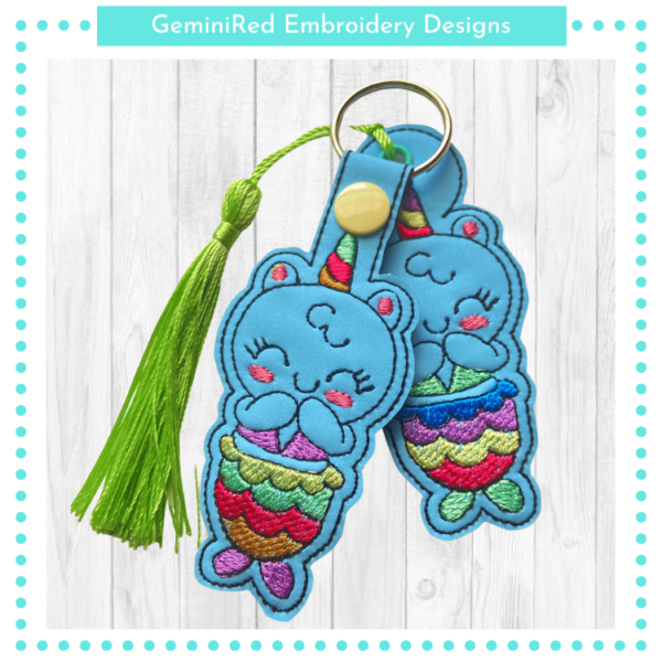 Unicorn Mermaid Kawaii Key Fob {Eyelet & Snap}