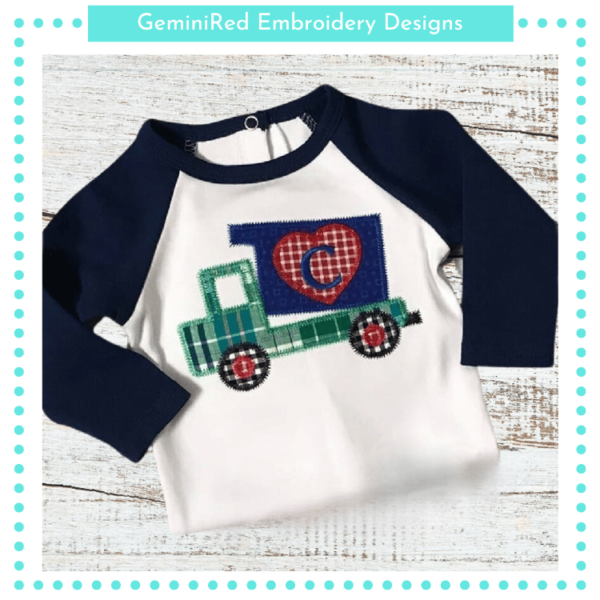 Valentine Dump Truck Bean Stitch & Zigzag {Four Sizes} - Image 2