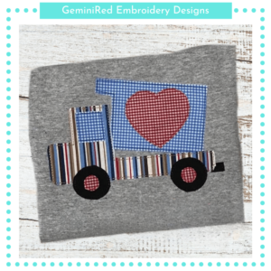 Valentine Dump Truck Bean Stitch & Zigzag {Four Sizes}