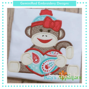 Valentine Sock Monkey Girl {Four Sizes}