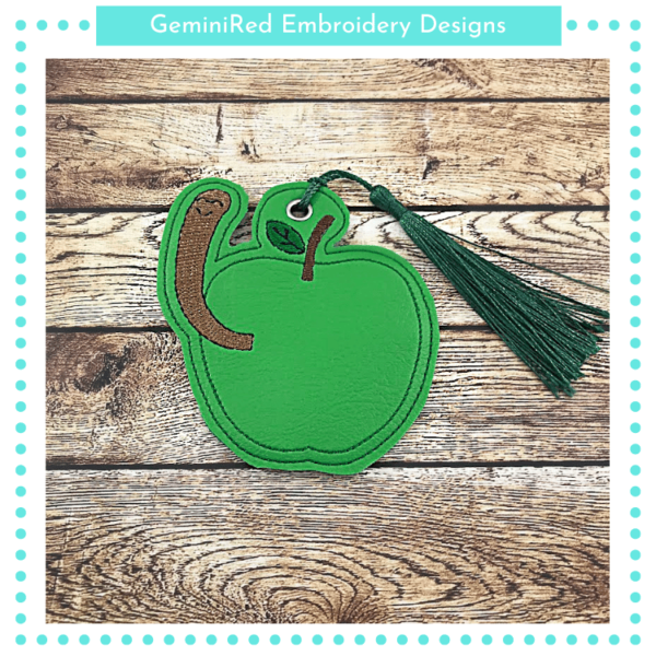 Worm and Apple Tag {4x4} - Image 2