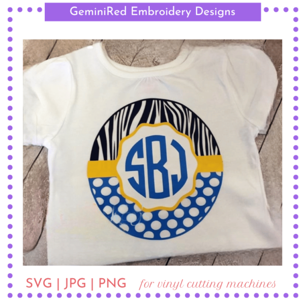 CUT FILE - Zebra and Dots Monogram Frame - Image 2