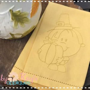 Pilgrim Boy with Pumpkin Sketch {Four Sizes}