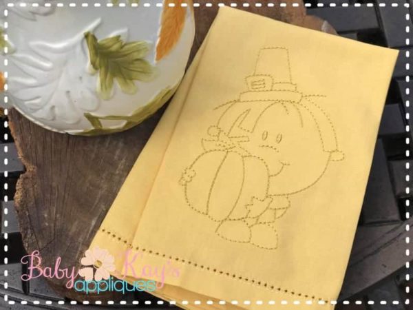 Pilgrim Boy with Pumpkin Sketch {Four Sizes}