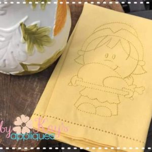 Pilgrim Girl with Turkey Sketch {Four Sizes}