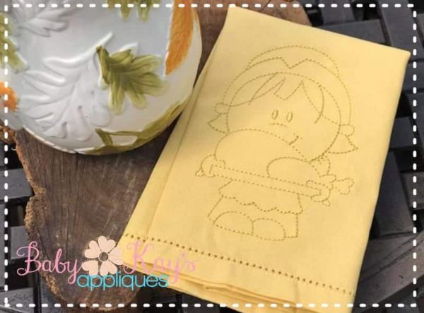 Pilgrim Girl with Turkey Sketch {Four Sizes}