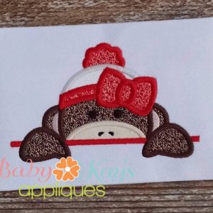 Peeking Sock Monkey Girl {Five Sizes}