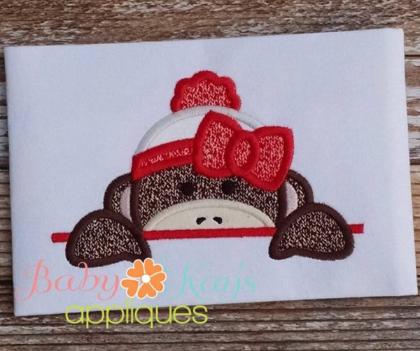 Peeking Sock Monkey Girl {Five Sizes}