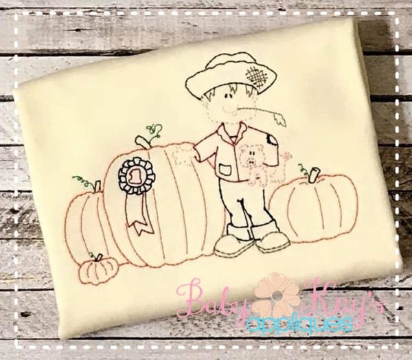 Pumpkin Farmer Sketch {Four Sizes}