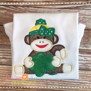 Sock Monkey Girl with Clover {Four Sizes}