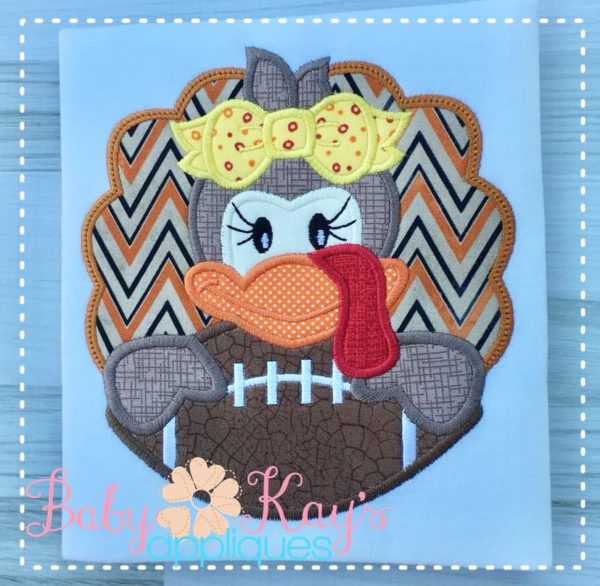 Cute Turkey Girl on Football {Four Sizes}