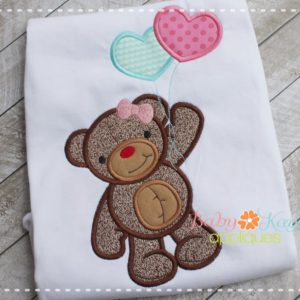 Girl  Bear with Heart Balloons {Three Sizes}